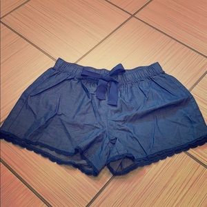Blue lace trim shorts